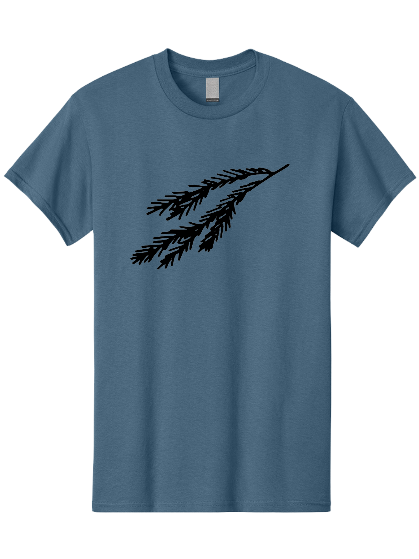 Black-Branches Men'S Graphic Tee, 100% Cotton, Comfortable Casual Summer Wear, Machine Washable, Fir Branch Silhouette, Black Fir Branch, Simple Design, Minimalist Art, Evergreen Branch, Botanical Illustration, Graphic Design Element -  Aaa759