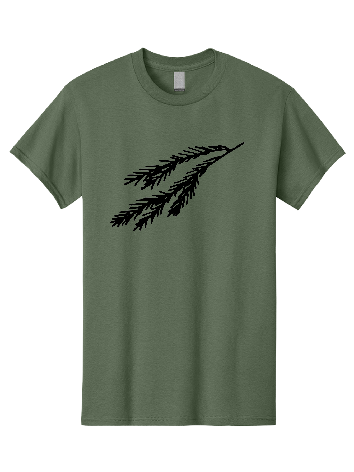 Black-Branches Men'S Graphic Tee, 100% Cotton, Comfortable Casual Summer Wear, Machine Washable, Fir Branch Silhouette, Black Fir Branch, Simple Design, Minimalist Art, Evergreen Branch, Botanical Illustration, Graphic Design Element -  Aaa759