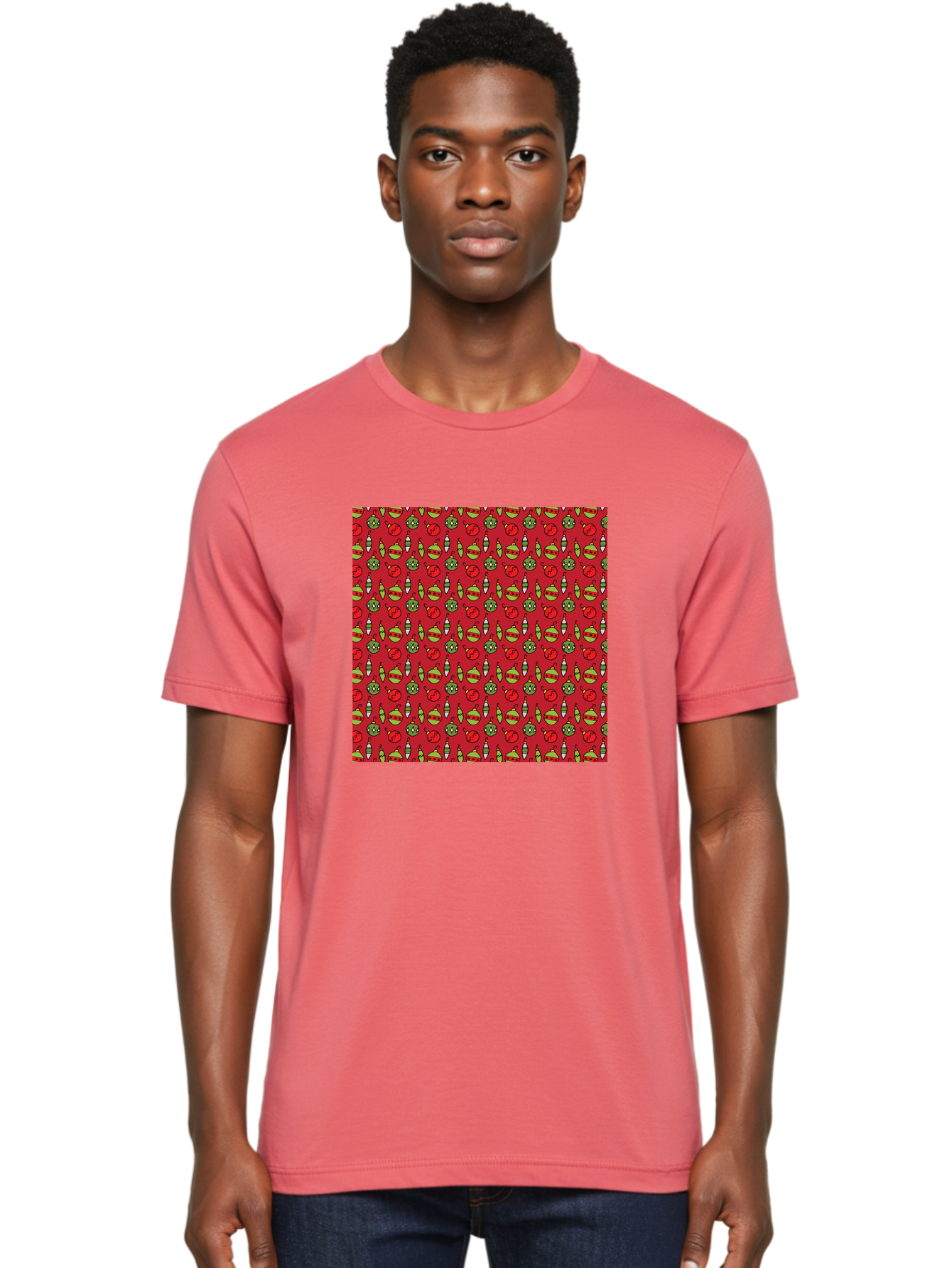 Bombs-Pattern Men'S Graphic Tee, 100% Cotton, Comfortable Casual Summer Wear, Machine Washable, Bombs And Emoji, Cartoon Graphics, War Symbols, Red Background, Green And Red Colors, Cute Illustrations, Funny Patterns, Danger Signs, -  Aaa770