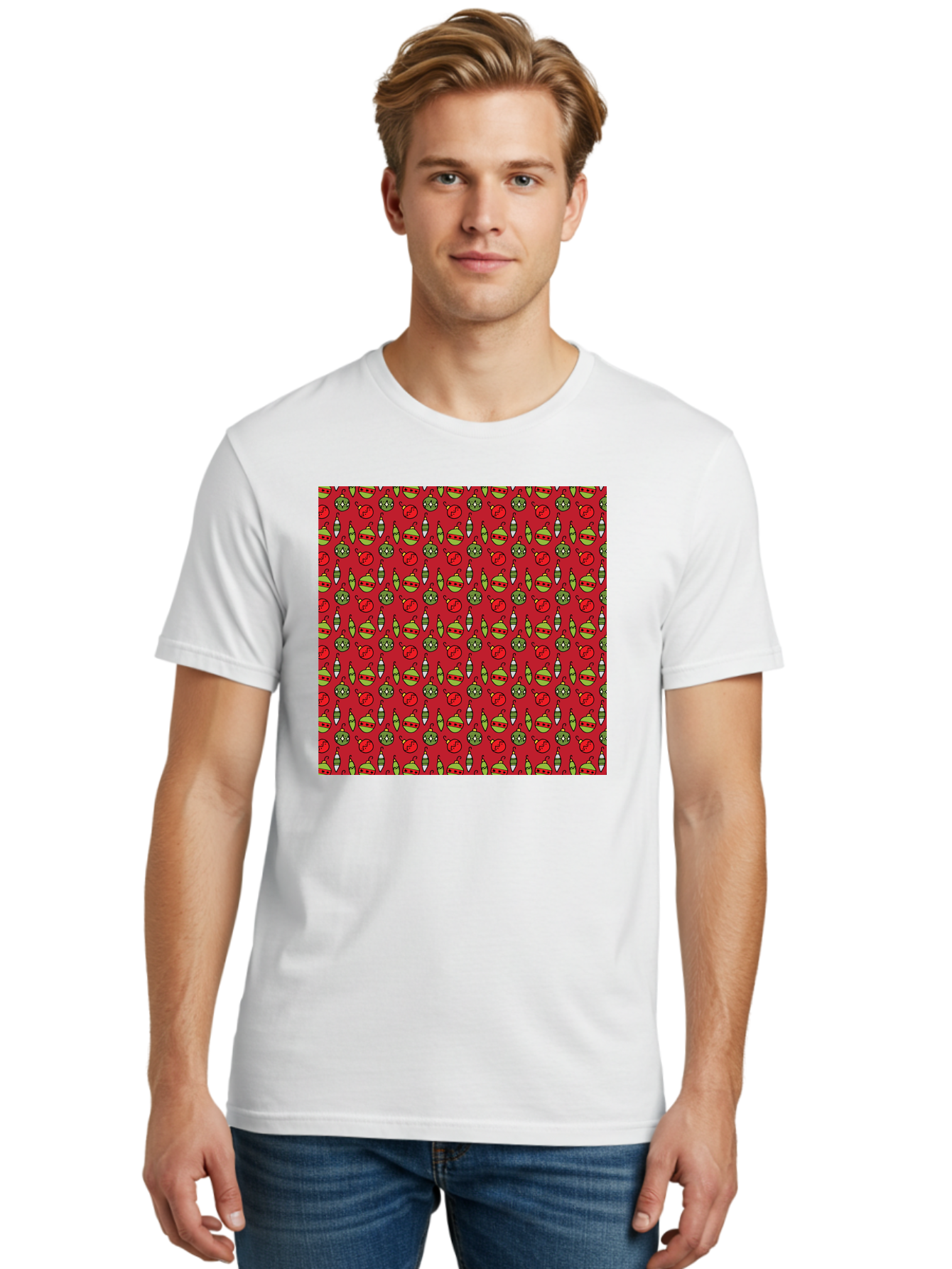 Bombs-Pattern Men'S Graphic Tee, 100% Cotton, Comfortable Casual Summer Wear, Machine Washable, Bombs And Emoji, Cartoon Graphics, War Symbols, Red Background, Green And Red Colors, Cute Illustrations, Funny Patterns, Danger Signs, -  Aaa770