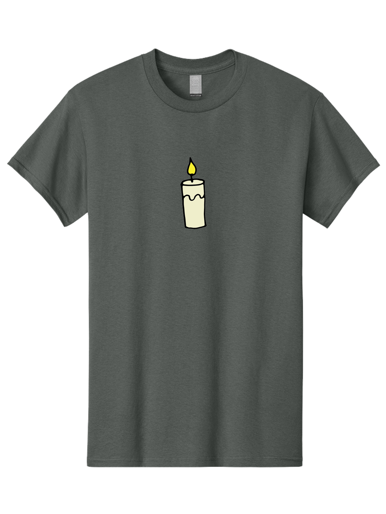 Candle-3 Men'S Graphic Tee, 100% Cotton, Comfortable Casual Summer Wear, Machine Washable, Lit Candle, Melting Wax, Yellow Flame, Flickering Light, Simple Illustration, Minimalist Design, Soothing Ambiance, Relaxation, Calm Atmosphere -  Aaa776