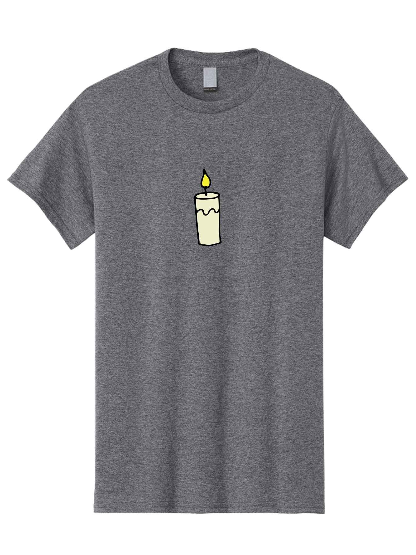 Candle-3 Men'S Graphic Tee, 100% Cotton, Comfortable Casual Summer Wear, Machine Washable, Lit Candle, Melting Wax, Yellow Flame, Flickering Light, Simple Illustration, Minimalist Design, Soothing Ambiance, Relaxation, Calm Atmosphere -  Aaa776