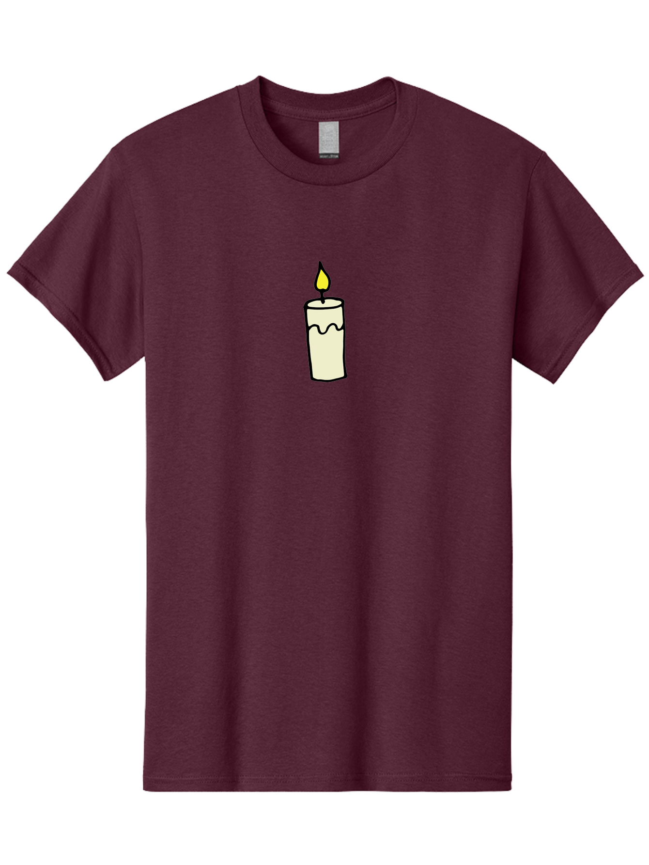 Candle-3 Men'S Graphic Tee, 100% Cotton, Comfortable Casual Summer Wear, Machine Washable, Lit Candle, Melting Wax, Yellow Flame, Flickering Light, Simple Illustration, Minimalist Design, Soothing Ambiance, Relaxation, Calm Atmosphere -  Aaa776