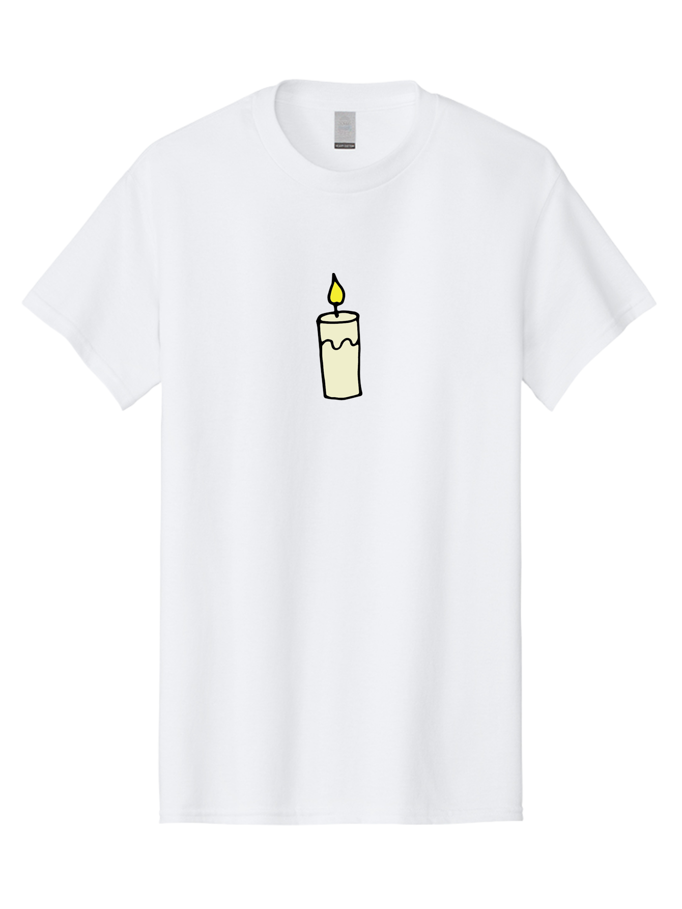 Candle-3 Men'S Graphic Tee, 100% Cotton, Comfortable Casual Summer Wear, Machine Washable, Lit Candle, Melting Wax, Yellow Flame, Flickering Light, Simple Illustration, Minimalist Design, Soothing Ambiance, Relaxation, Calm Atmosphere -  Aaa776