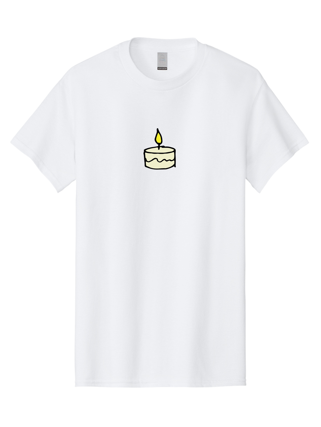 Candle-4 Men'S Graphic Tee, 100% Cotton, Comfortable Casual Summer Wear, Machine Washable, Candle With Yellow Flame, Birthday Candle, Wax Melting, Soft Glow, Warm Ambiance, Festive Decor, Celebration Atmosphere, Simple Illustration -  Aaa777