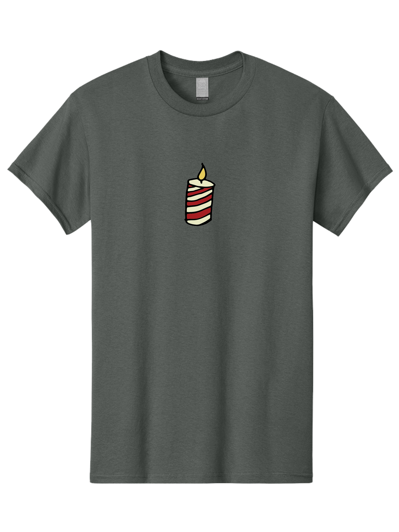 Candle Men'S Graphic Tee, 100% Cotton, Comfortable Casual Summer Wear, Machine Washable, Red And White Striped Candle, Lit Candle, Warm Ambiance, Relaxing Atmosphere, Peaceful Decor, Cozy Lighting, Simple Design -  Aaa778