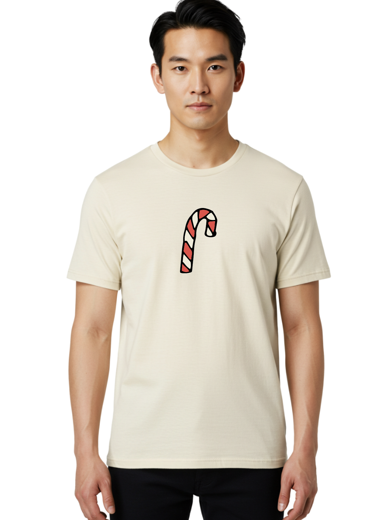 Candy-Cane-1 Men'S Graphic Tee, 100% Cotton, Comfortable Casual Summer Wear, Machine Washable, Candy Cane, Red And White Stripes, Festive Holiday Treat, Christmas Symbol, Sweet Candy, Winter Wonderland, Holiday Cheer, Peppermint Flavor -  Aaa779