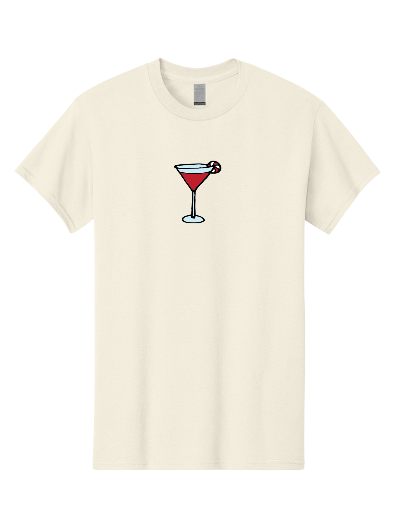 Candy-Cane-Martini-1 Men'S Graphic Tee, 100% Cotton, Comfortable Casual Summer Wear, Machine Washable, Red Martini, Candy Cane Garnish, Festive Cocktail, Holiday Drink, Sweet Treat, Christmas Party, Cocktail Hour -  Aaa781