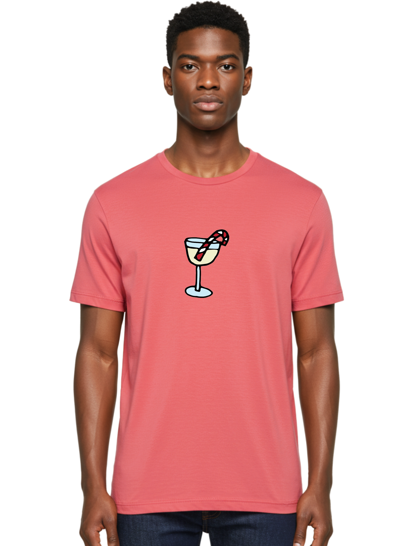 Candy-Cane-Martini-2 Men'S Graphic Tee, 100% Cotton, Comfortable Casual Summer Wear, Machine Washable, Candy Cane Martini, Festive Drink, Holiday Cocktail, Christmas Treat, Sweet Indulgence, Peppermint Delight, Winter Wonderland -  Aaa782