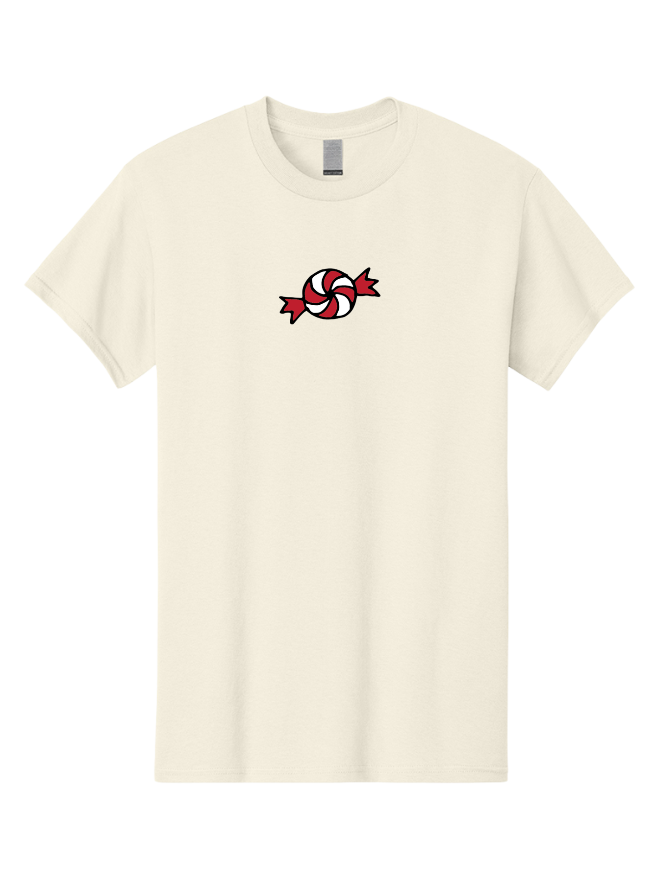 Candy Men'S Graphic Tee, 100% Cotton, Comfortable Casual Summer Wear, Machine Washable, Peppermint Candy, Red And White Swirl, Sweet Treat, Wrapped Candy, Festive Design, Cartoon Style, Holiday Candy -  Aaa787