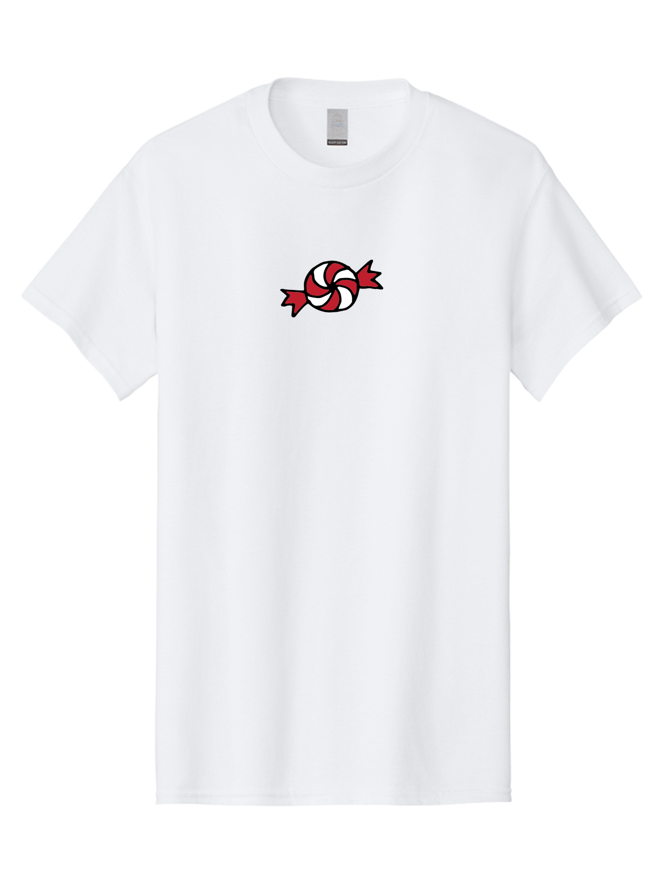 Candy Men'S Graphic Tee, 100% Cotton, Comfortable Casual Summer Wear, Machine Washable, Peppermint Candy, Red And White Swirl, Sweet Treat, Wrapped Candy, Festive Design, Cartoon Style, Holiday Candy -  Aaa787