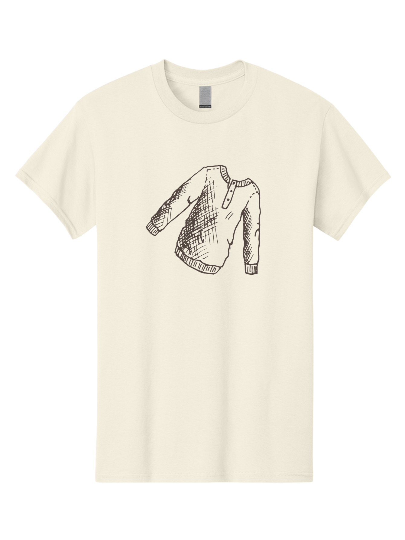 Cardigan-Sweater Men'S Graphic Tee, 100% Cotton, Comfortable Casual Summer Wear, Machine Washable, Hand-Drawn Sweater Illustration, Plaid Pattern, Henley Style, Casual Wear, Knitted Clothing, Fashion Design, Textile Art -  Aaa789