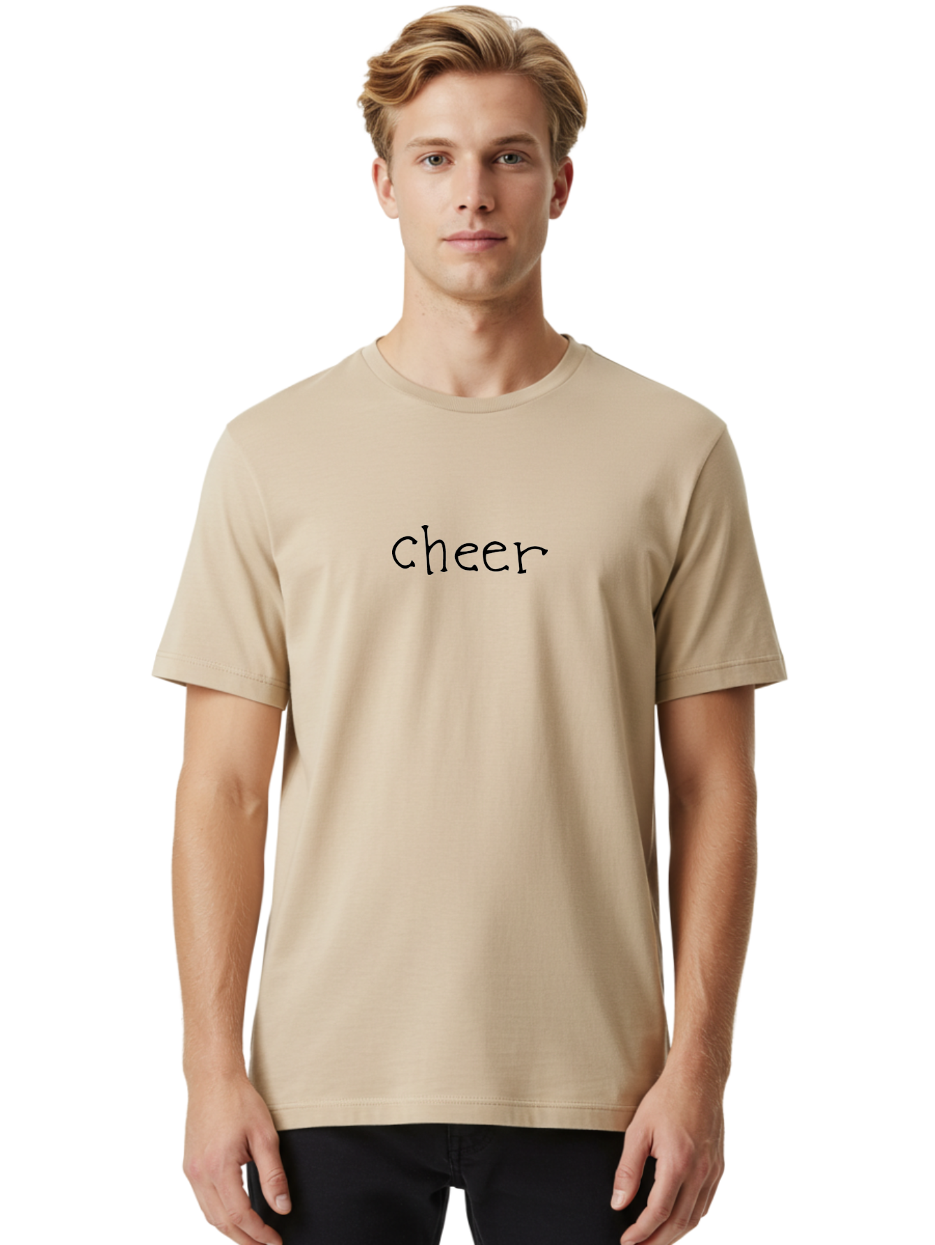 Cheer-3 Men'S Graphic Tee, 100% Cotton, Comfortable Casual Summer Wear, Machine Washable, Cheer Text, Motivational Phrase, Positive Vibes, Encouragement, Inspirational Quote, Cheerleading Spirit -  Aaa795