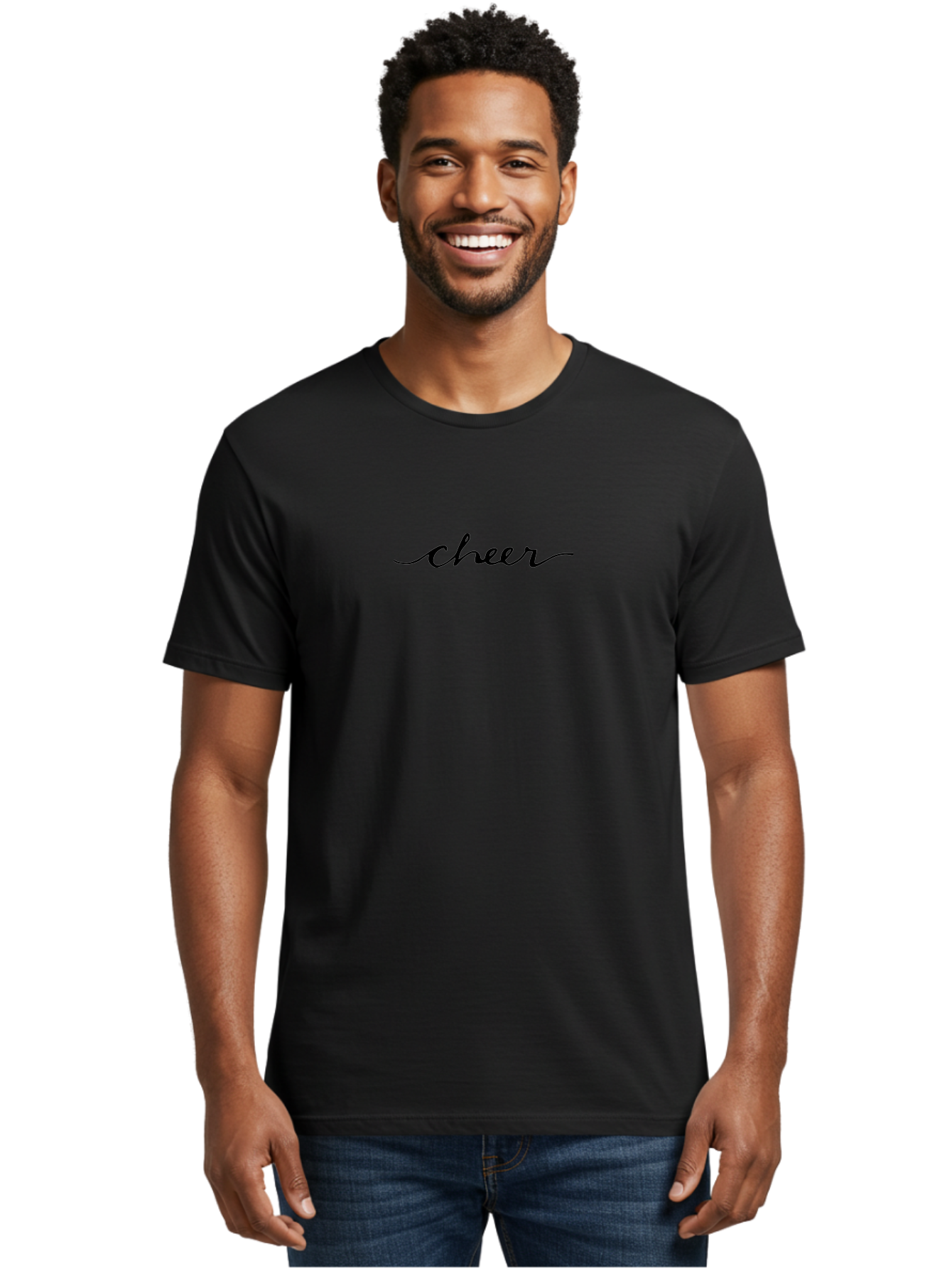 Cheer-4 Men'S Graphic Tee, 100% Cotton, Comfortable Casual Summer Wear, Machine Washable, Cheerleading Spirit, Motivational Quote, Cursive Text, Inspirational Phrase, Positive Vibes, Typography Art, Cheer Text -  Aaa796