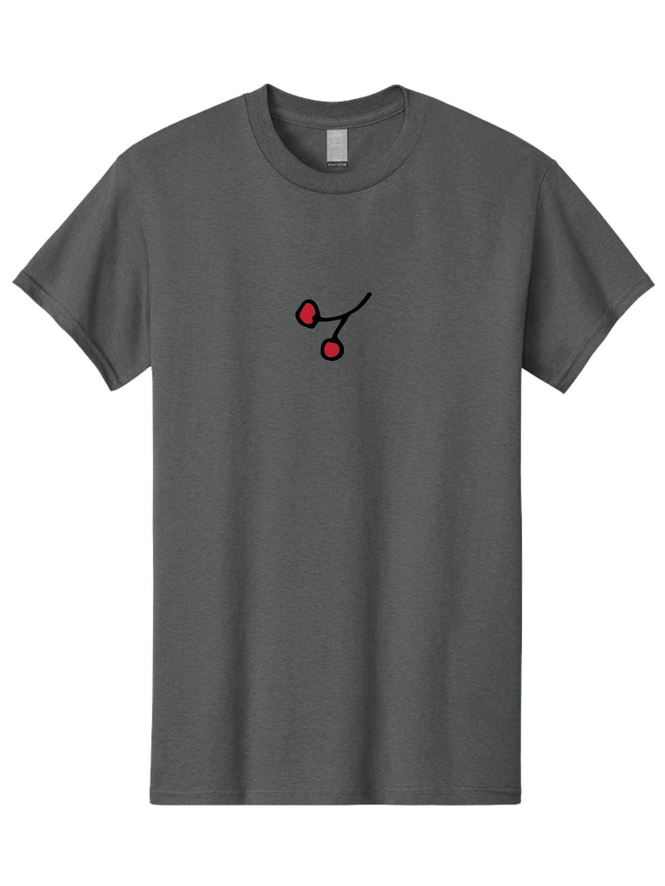 Cherries Men'S Graphic Tee, 100% Cotton, Comfortable Casual Summer Wear, Machine Washable, Pair Of Cherries, Red Fruit, Simple Drawing, Cartoon Style, Black Outline, Vibrant Red, Minimalist Art, Sweet Treats -  Aaa799