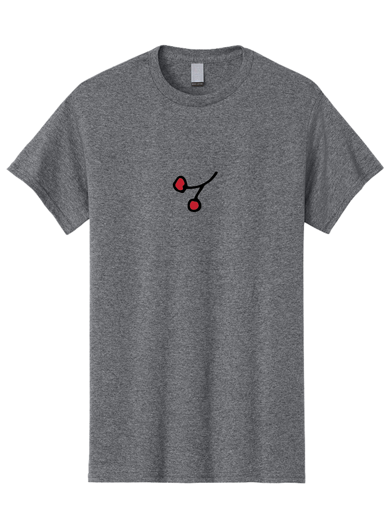 Cherries Men'S Graphic Tee, 100% Cotton, Comfortable Casual Summer Wear, Machine Washable, Pair Of Cherries, Red Fruit, Simple Drawing, Cartoon Style, Black Outline, Vibrant Red, Minimalist Art, Sweet Treats -  Aaa799