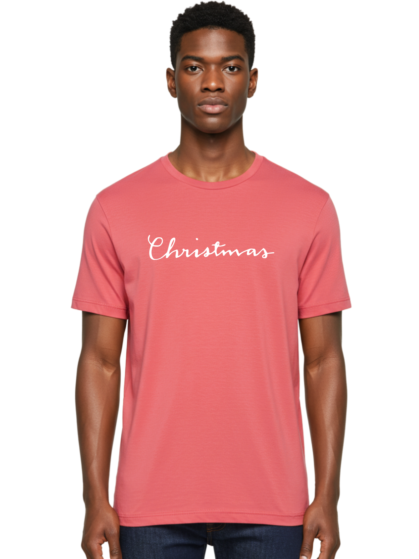 Christmas-1 Men'S Graphic Tee, 100% Cotton, Comfortable Casual Summer Wear, Machine Washable, Christmas, Holiday Season, Festive Atmosphere, Winter Wonderland, Holiday Cheer, Christmas Magic, White Cursive Text -  Aaa801
