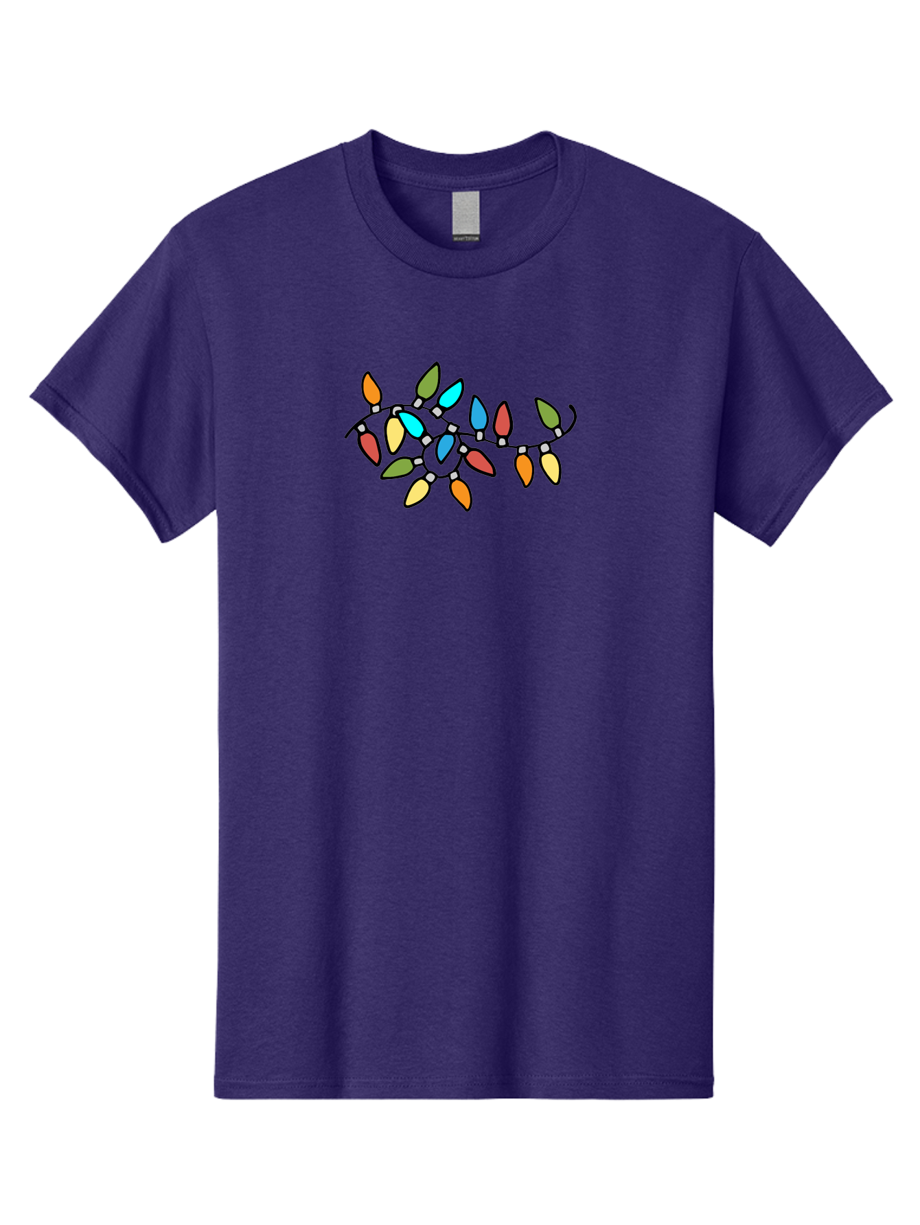 Christmas-Lights-1 Men'S Graphic Tee, 100% Cotton, Comfortable Casual Summer Wear, Machine Washable, Multicolored Christmas Lights, Festive Decorations, Holiday String Lights, Colorful Bulbs, Celebration Decoration, Party Lights -  Aaa807