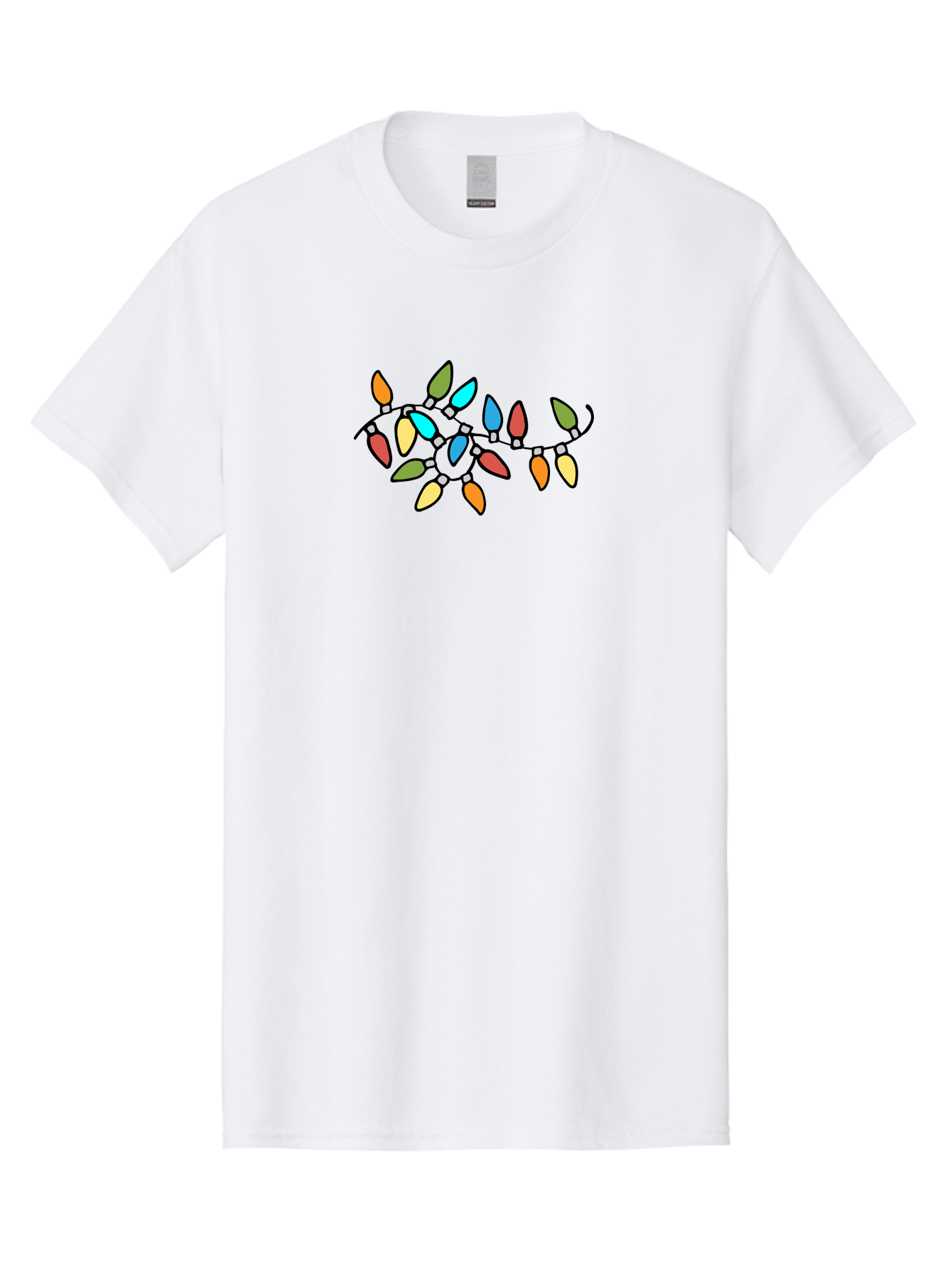Christmas-Lights-1 Men'S Graphic Tee, 100% Cotton, Comfortable Casual Summer Wear, Machine Washable, Multicolored Christmas Lights, Festive Decorations, Holiday String Lights, Colorful Bulbs, Celebration Decoration, Party Lights -  Aaa807