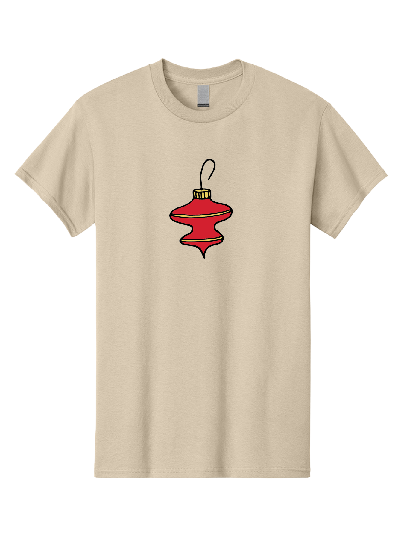 Christmas-Ornament-2 Men'S Graphic Tee, 100% Cotton, Comfortable Casual Summer Wear, Machine Washable, Christmas Decoration, Red Ornament, Festive Decor, Holiday Season, Christmas Tree, Christmas Bauble, Golden Details, Cartoon Style -  Aaa810