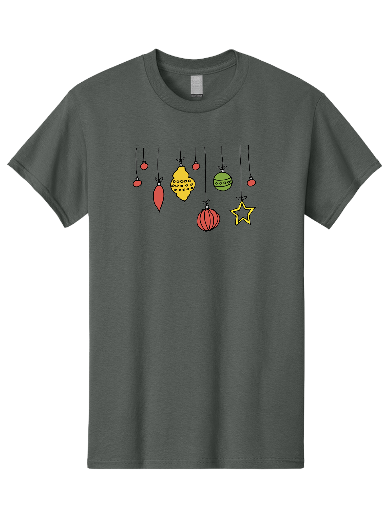 Christmas-Ornaments-1 Men'S Graphic Tee, 100% Cotton, Comfortable Casual Summer Wear, Machine Washable, Christmas Ornaments, Hanging Decorations, Festive Decor, Holiday Season, Christmas Tree Decorations, Red And Green Ornaments, -  Aaa816