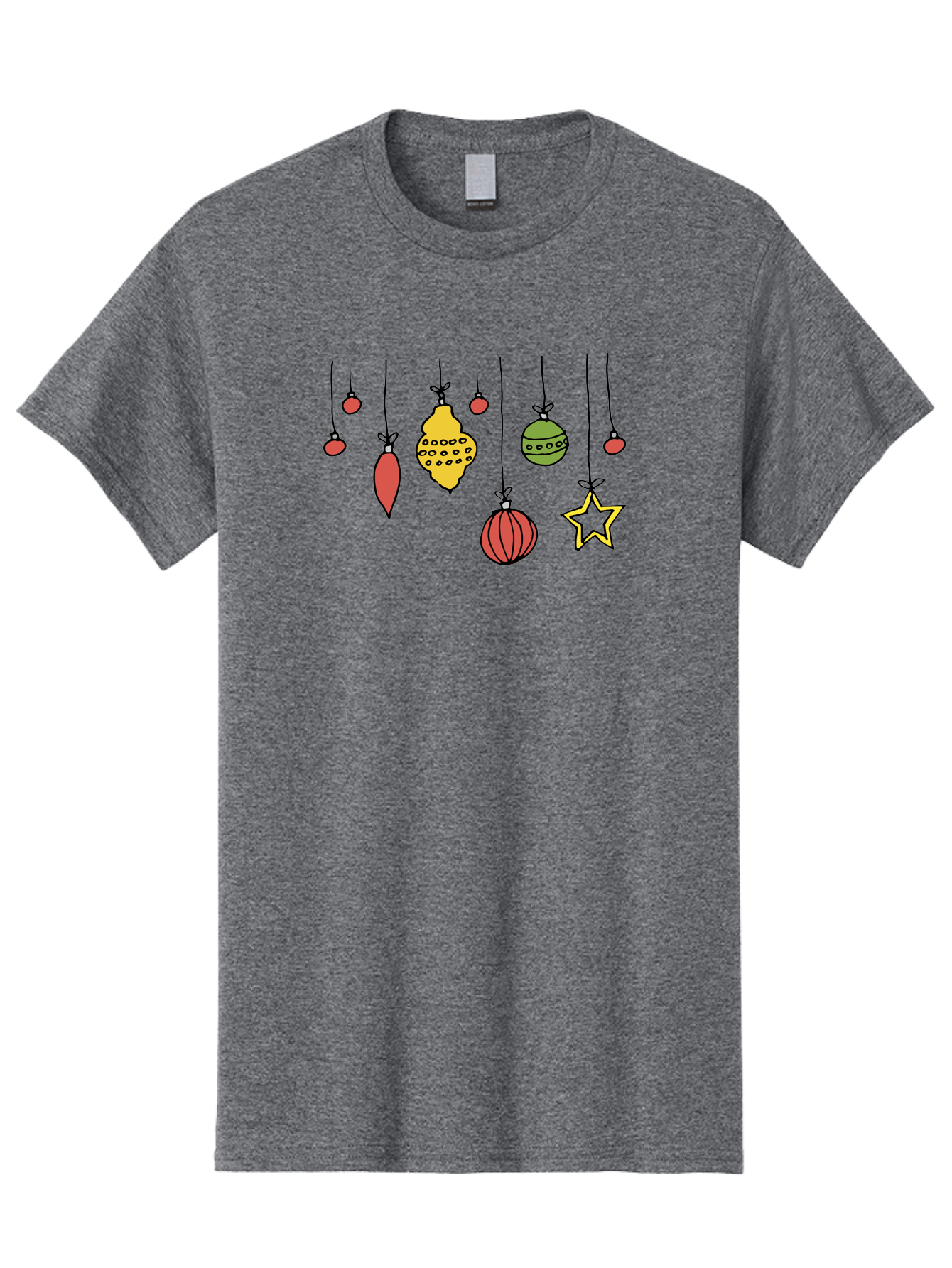 Christmas-Ornaments-1 Men'S Graphic Tee, 100% Cotton, Comfortable Casual Summer Wear, Machine Washable, Christmas Ornaments, Hanging Decorations, Festive Decor, Holiday Season, Christmas Tree Decorations, Red And Green Ornaments, -  Aaa816