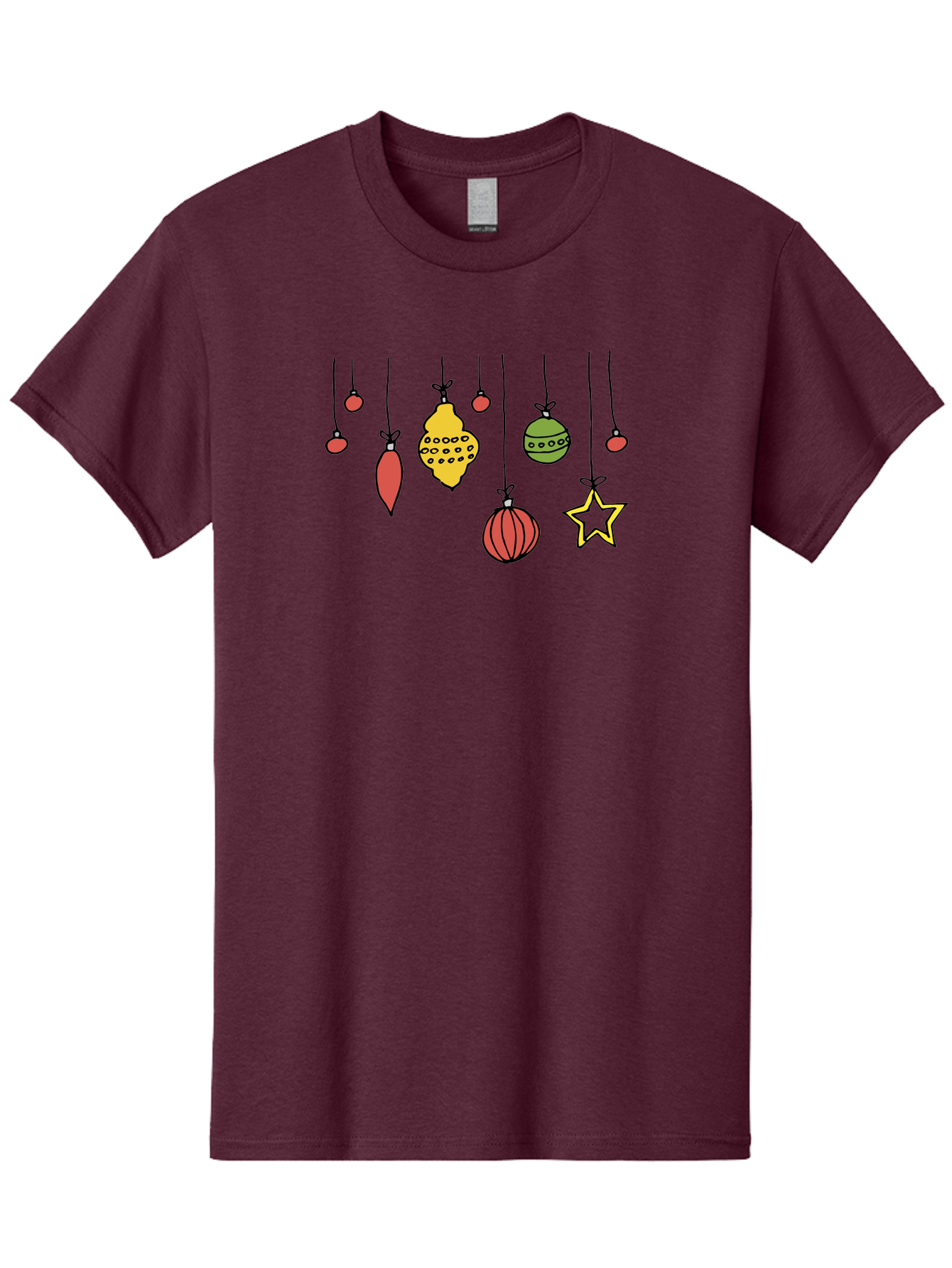 Christmas-Ornaments-1 Men'S Graphic Tee, 100% Cotton, Comfortable Casual Summer Wear, Machine Washable, Christmas Ornaments, Hanging Decorations, Festive Decor, Holiday Season, Christmas Tree Decorations, Red And Green Ornaments, -  Aaa816