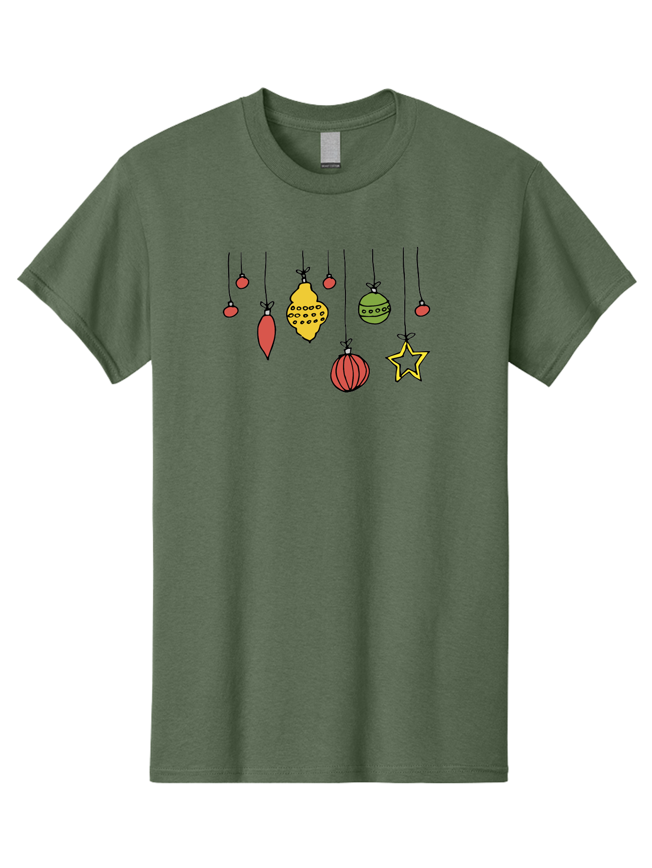 Christmas-Ornaments-1 Men'S Graphic Tee, 100% Cotton, Comfortable Casual Summer Wear, Machine Washable, Christmas Ornaments, Hanging Decorations, Festive Decor, Holiday Season, Christmas Tree Decorations, Red And Green Ornaments, -  Aaa816