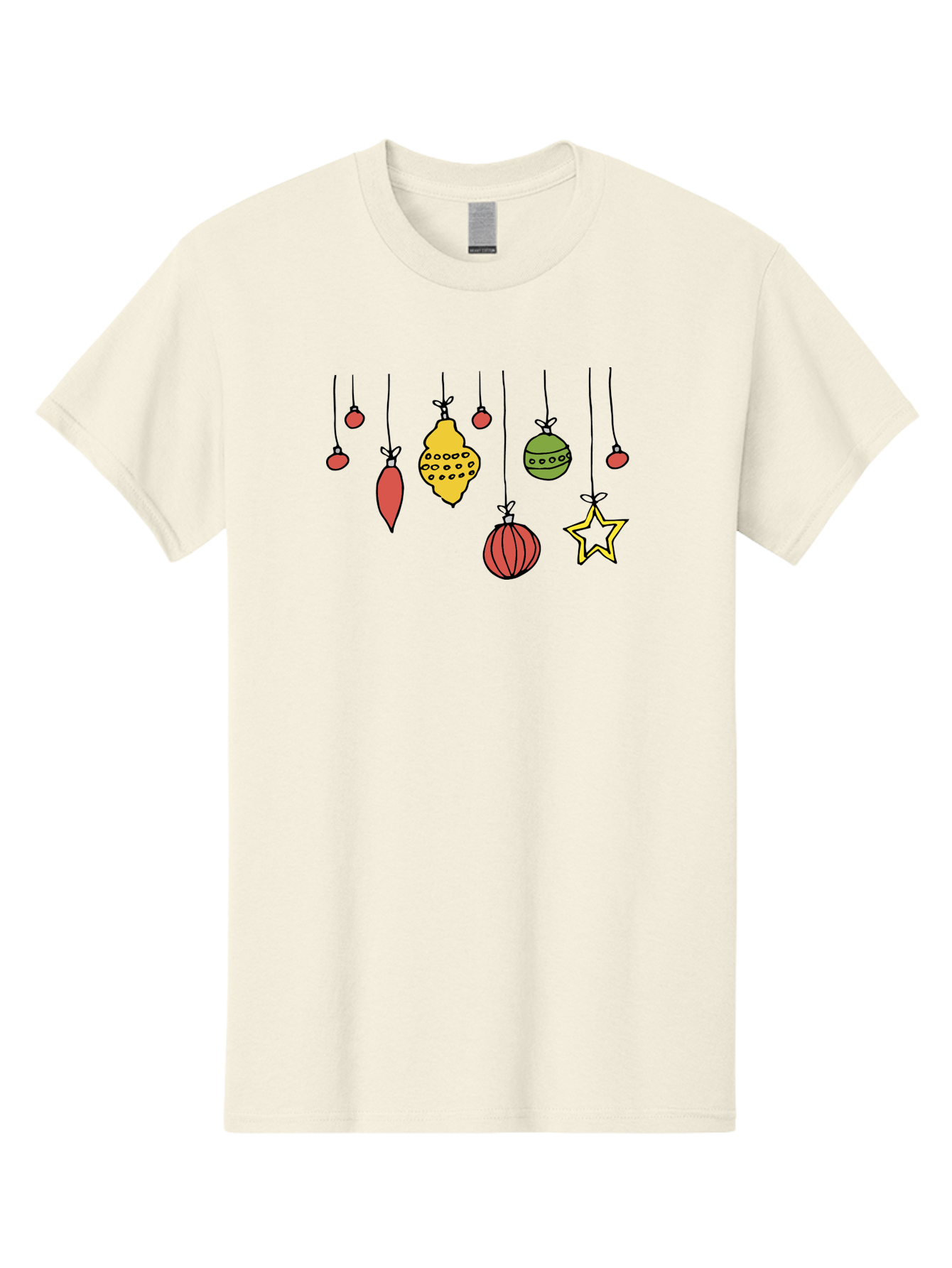 Christmas-Ornaments-1 Men'S Graphic Tee, 100% Cotton, Comfortable Casual Summer Wear, Machine Washable, Christmas Ornaments, Hanging Decorations, Festive Decor, Holiday Season, Christmas Tree Decorations, Red And Green Ornaments, -  Aaa816