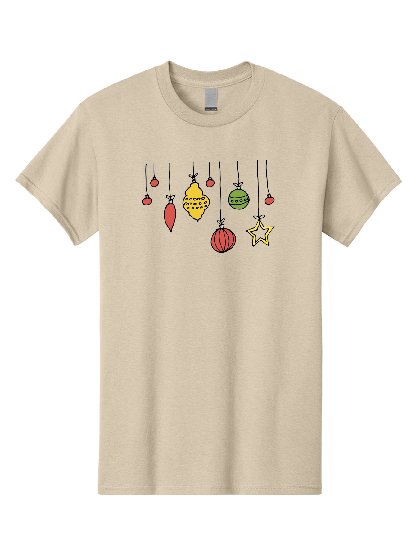 Christmas-Ornaments-1 Men'S Graphic Tee, 100% Cotton, Comfortable Casual Summer Wear, Machine Washable, Christmas Ornaments, Hanging Decorations, Festive Decor, Holiday Season, Christmas Tree Decorations, Red And Green Ornaments, -  Aaa816