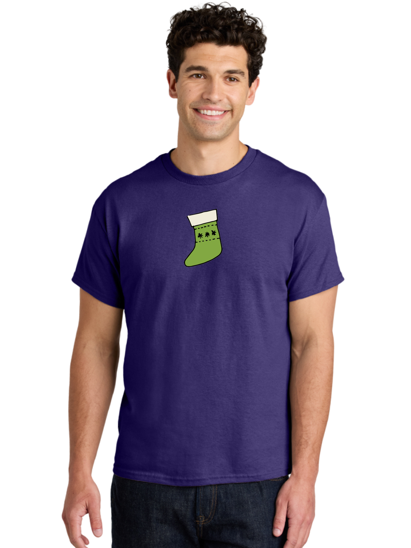 Christmas-Stocking-1 Men'S Graphic Tee, 100% Cotton, Comfortable Casual Summer Wear, Machine Washable, Christmas Stocking, Festive Decoration, Holiday Tradition, Gift Giving, Christmas Celebration, Winter Wonderland, Snowflake Pattern, -  Aaa819