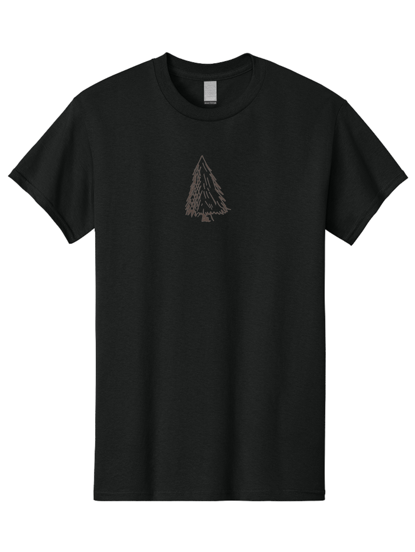 Christmas-Tree Men'S Graphic Tee, 100% Cotton, Comfortable Casual Summer Wear, Machine Washable, Hand Drawn Pine Tree, Simple Illustration, Minimalist Design, Triangular Shape, Dark Gray Lines, Rustic Charm, Whimsical Art, Forest Symbol -  Aaa826