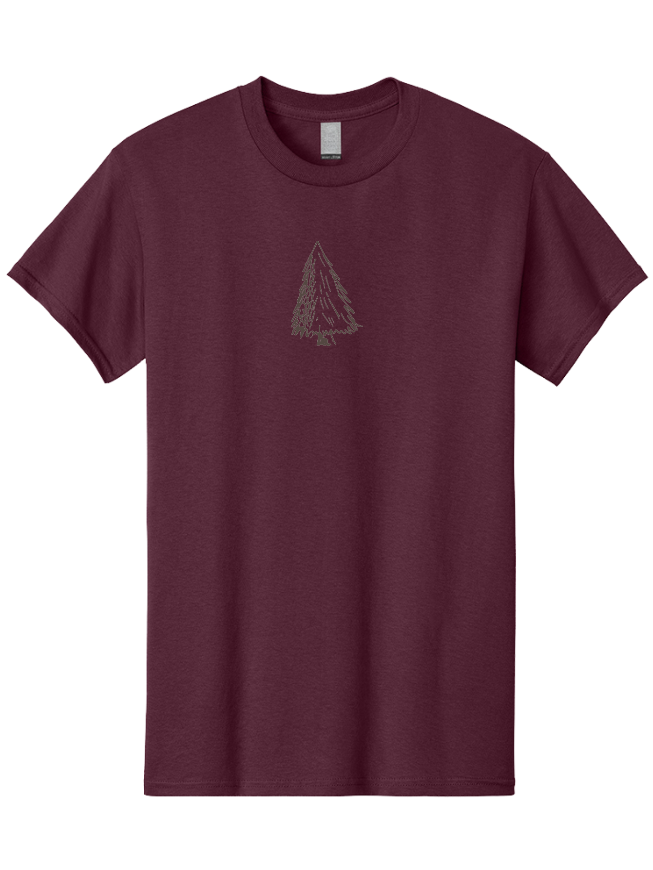 Christmas-Tree Men'S Graphic Tee, 100% Cotton, Comfortable Casual Summer Wear, Machine Washable, Hand Drawn Pine Tree, Simple Illustration, Minimalist Design, Triangular Shape, Dark Gray Lines, Rustic Charm, Whimsical Art, Forest Symbol -  Aaa826