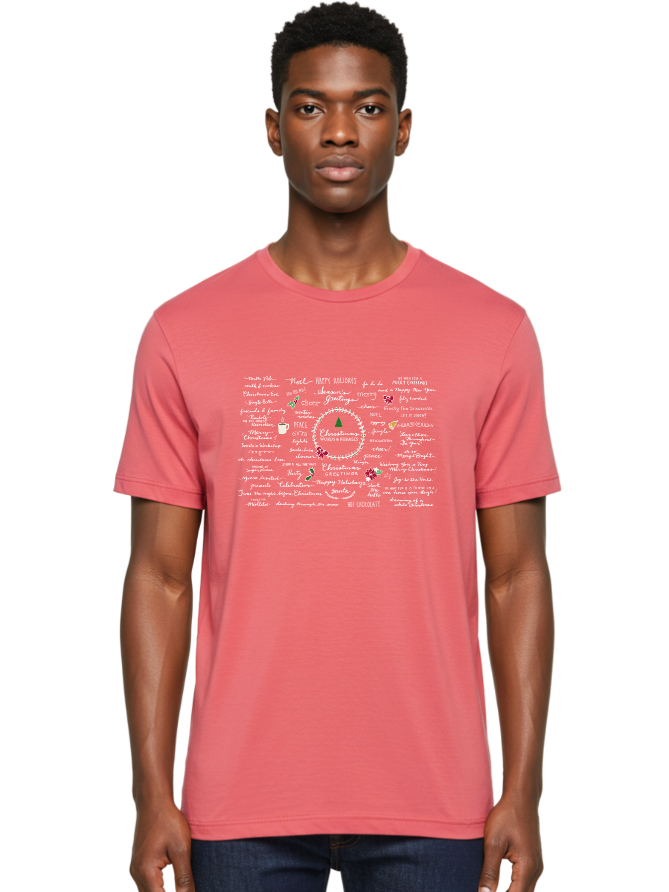 Christmas-Wishes-Blessings Men'S Graphic Tee, 100% Cotton, Comfortable Casual Summer Wear, Machine Washable, Christmas Wishes, Holiday Cheer, Joyful Greetings, Festive Atmosphere, Happy Holidays, Christmas Tree, Celebration, Peace, -  Aaa827