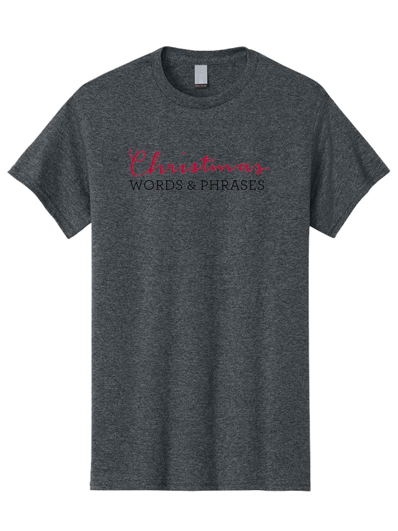 Christmas-Words-Phrases-2 Men'S Graphic Tee, 100% Cotton, Comfortable Casual Summer Wear, Machine Washable, Christmas Graphics, Holiday Phrases, Festive Fonts, Christmas Vocabulary, Seasonal Wording, Red And Black Text -  Aaa829