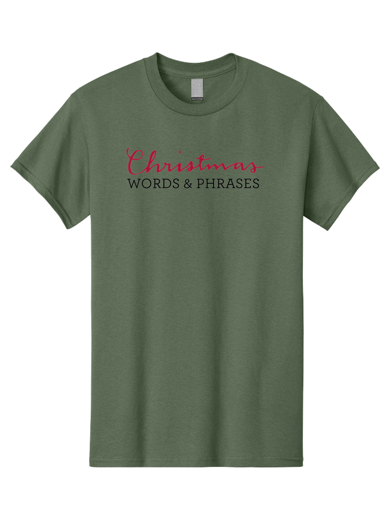 Christmas-Words-Phrases-2 Men'S Graphic Tee, 100% Cotton, Comfortable Casual Summer Wear, Machine Washable, Christmas Graphics, Holiday Phrases, Festive Fonts, Christmas Vocabulary, Seasonal Wording, Red And Black Text -  Aaa829