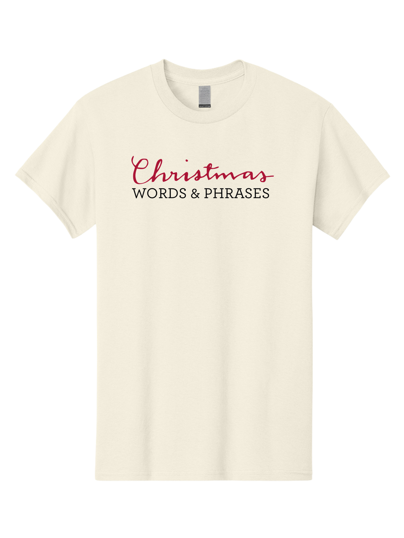 Christmas-Words-Phrases-2 Men'S Graphic Tee, 100% Cotton, Comfortable Casual Summer Wear, Machine Washable, Christmas Graphics, Holiday Phrases, Festive Fonts, Christmas Vocabulary, Seasonal Wording, Red And Black Text -  Aaa829