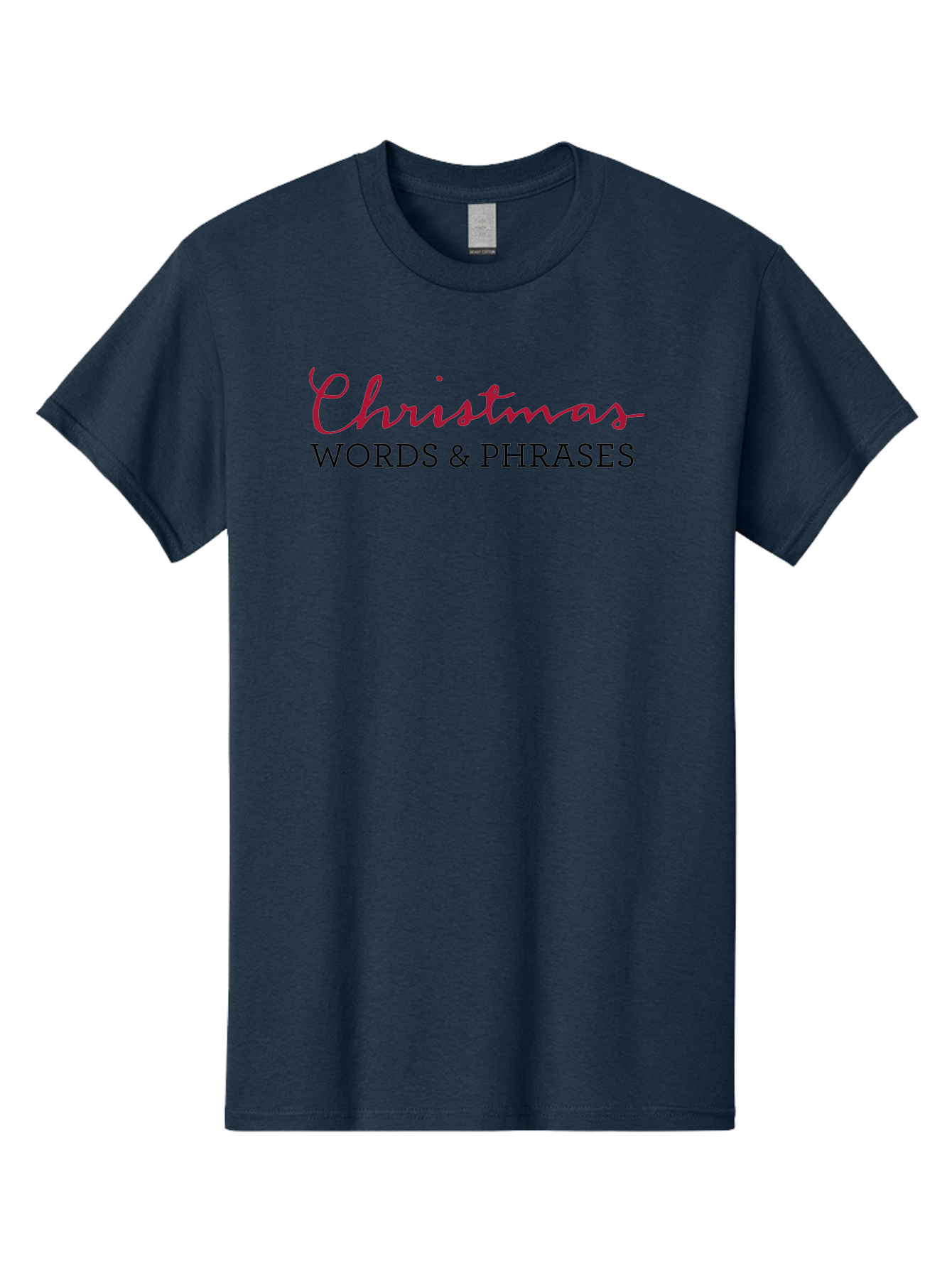 Christmas-Words-Phrases-2 Men'S Graphic Tee, 100% Cotton, Comfortable Casual Summer Wear, Machine Washable, Christmas Graphics, Holiday Phrases, Festive Fonts, Christmas Vocabulary, Seasonal Wording, Red And Black Text -  Aaa829