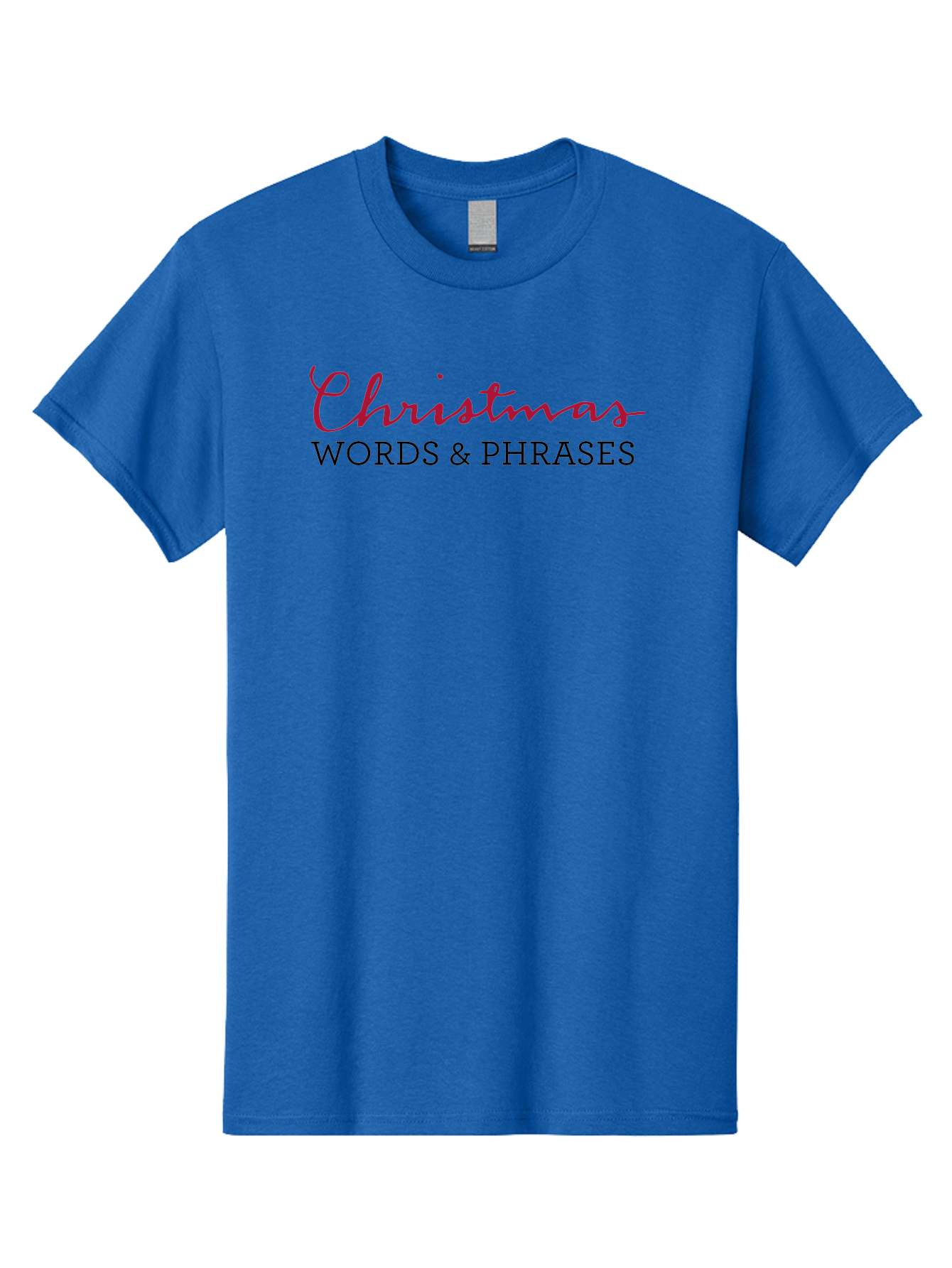 Christmas-Words-Phrases-2 Men'S Graphic Tee, 100% Cotton, Comfortable Casual Summer Wear, Machine Washable, Christmas Graphics, Holiday Phrases, Festive Fonts, Christmas Vocabulary, Seasonal Wording, Red And Black Text -  Aaa829
