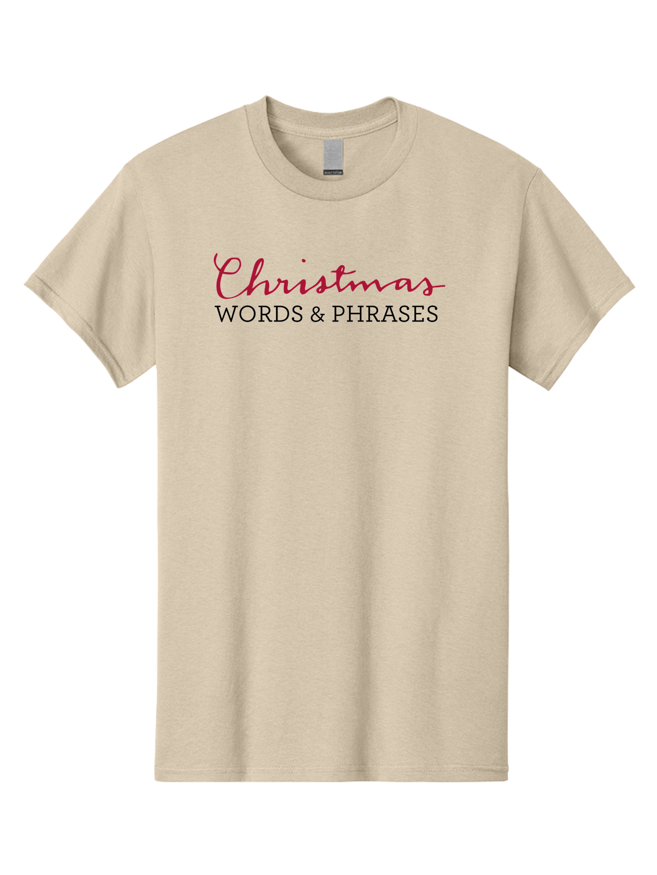 Christmas-Words-Phrases-2 Men'S Graphic Tee, 100% Cotton, Comfortable Casual Summer Wear, Machine Washable, Christmas Graphics, Holiday Phrases, Festive Fonts, Christmas Vocabulary, Seasonal Wording, Red And Black Text -  Aaa829