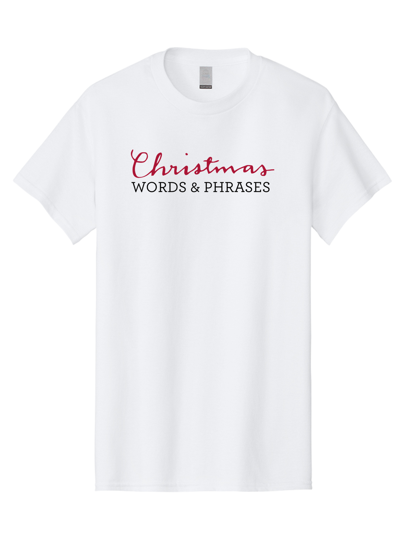 Christmas-Words-Phrases-2 Men'S Graphic Tee, 100% Cotton, Comfortable Casual Summer Wear, Machine Washable, Christmas Graphics, Holiday Phrases, Festive Fonts, Christmas Vocabulary, Seasonal Wording, Red And Black Text -  Aaa829