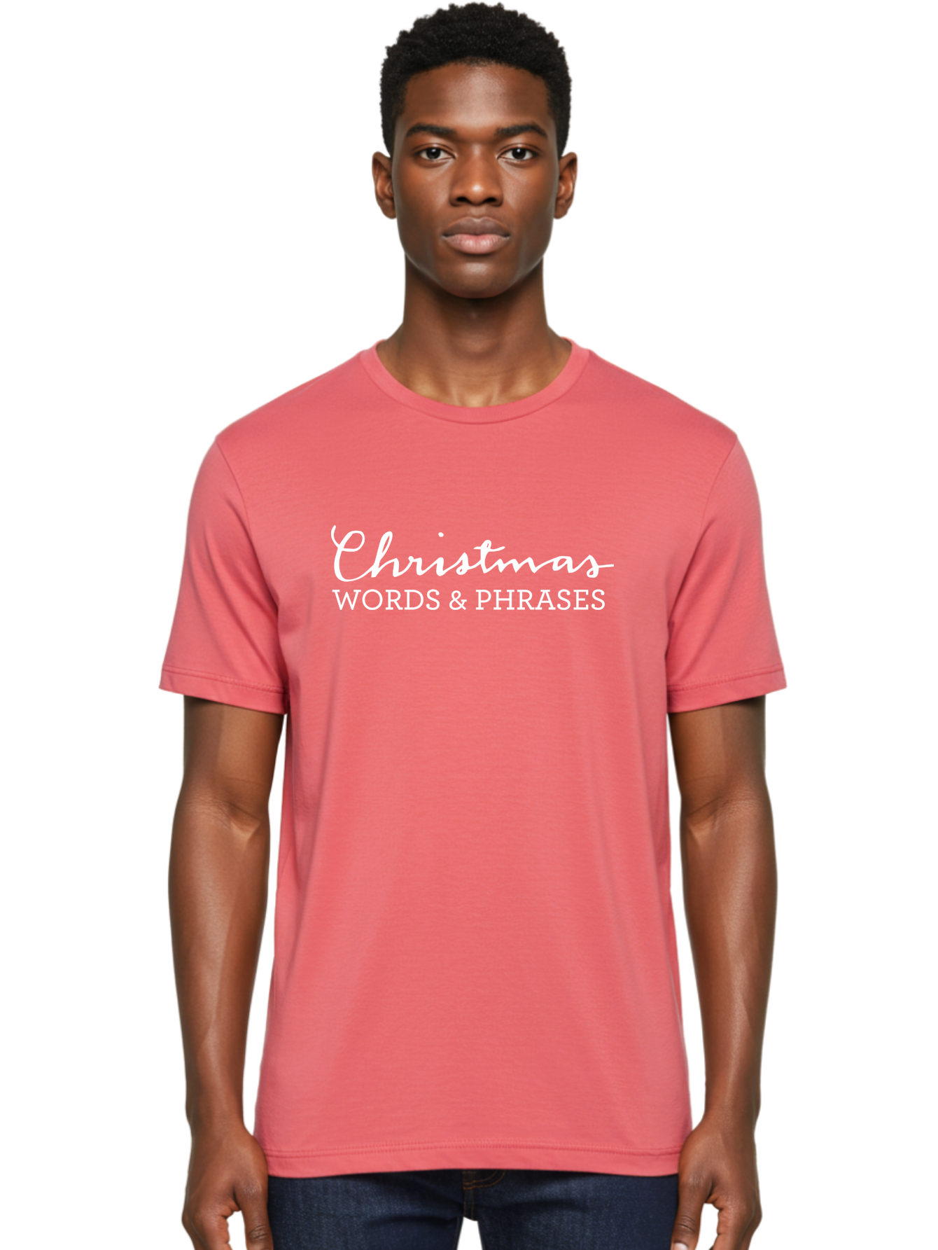 Christmas-Words-Phrases Men'S Graphic Tee, 100% Cotton, Comfortable Casual Summer Wear, Machine Washable, Christmas Words, Holiday Phrases, Festive Language, Christmas Vocabulary, Winter Phrases, Seasonal Expressions, Christmas Terminology -  Aaa830