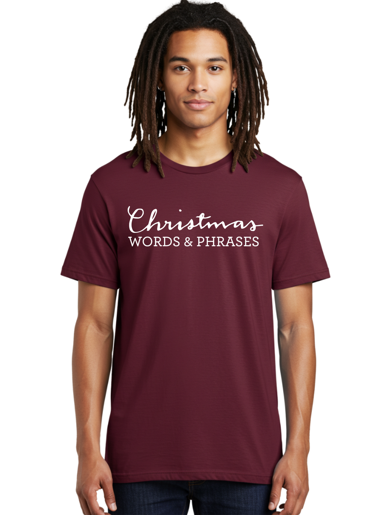 Christmas-Words-Phrases Men'S Graphic Tee, 100% Cotton, Comfortable Casual Summer Wear, Machine Washable, Christmas Words, Holiday Phrases, Festive Language, Christmas Vocabulary, Winter Phrases, Seasonal Expressions, Christmas Terminology -  Aaa830