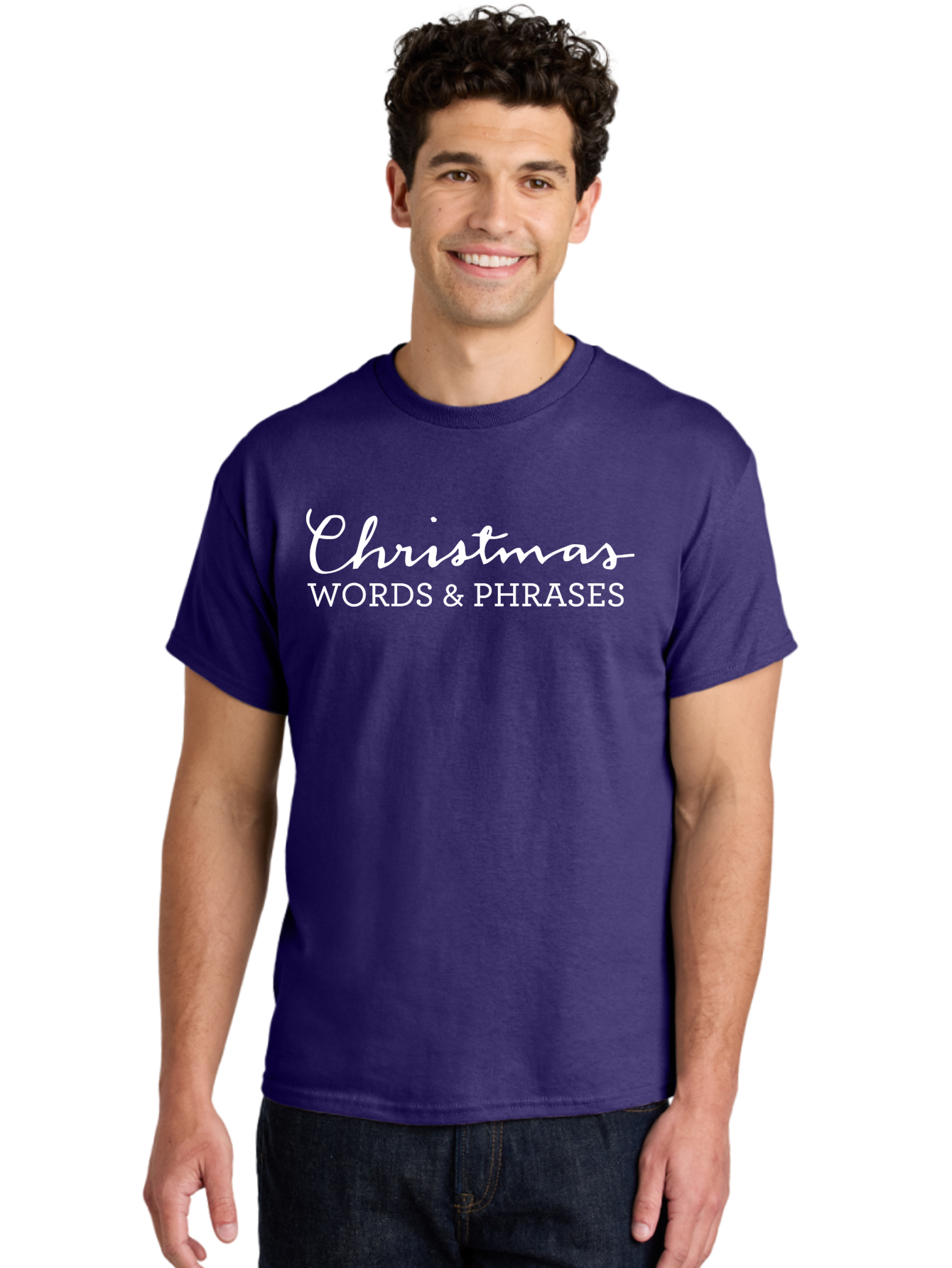 Christmas-Words-Phrases Men'S Graphic Tee, 100% Cotton, Comfortable Casual Summer Wear, Machine Washable, Christmas Words, Holiday Phrases, Festive Language, Christmas Vocabulary, Winter Phrases, Seasonal Expressions, Christmas Terminology -  Aaa830