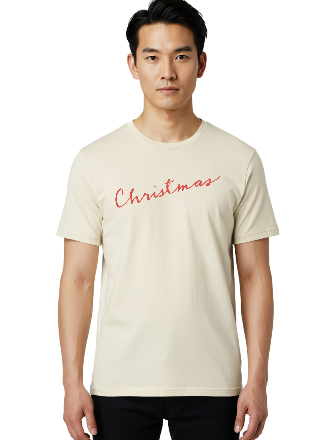Christmas Men'S Graphic Tee, 100% Cotton, Comfortable Casual Summer Wear, Machine Washable, Christmas Greeting, Festive Season, Holiday Message, Pink Cursive Text, Christmas Celebration, Winter Wonderland -  Aaa832