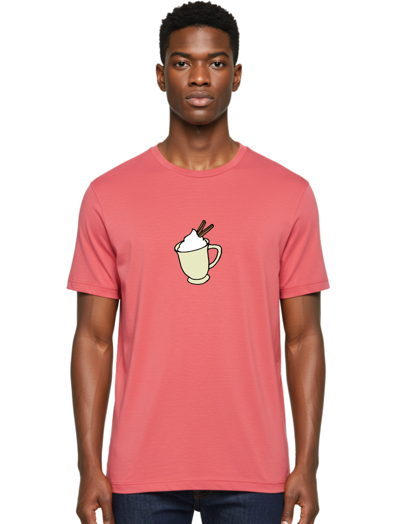 Cinnamon-Cappuccino Men'S Graphic Tee, 100% Cotton, Comfortable Casual Summer Wear, Machine Washable, Hot Chocolate, Whipped Cream, Cinnamon Sticks, Warm Beverage, Coffee Drink, Sweet Treat, Comforting Drink, Creamy Texture -  Aaa833