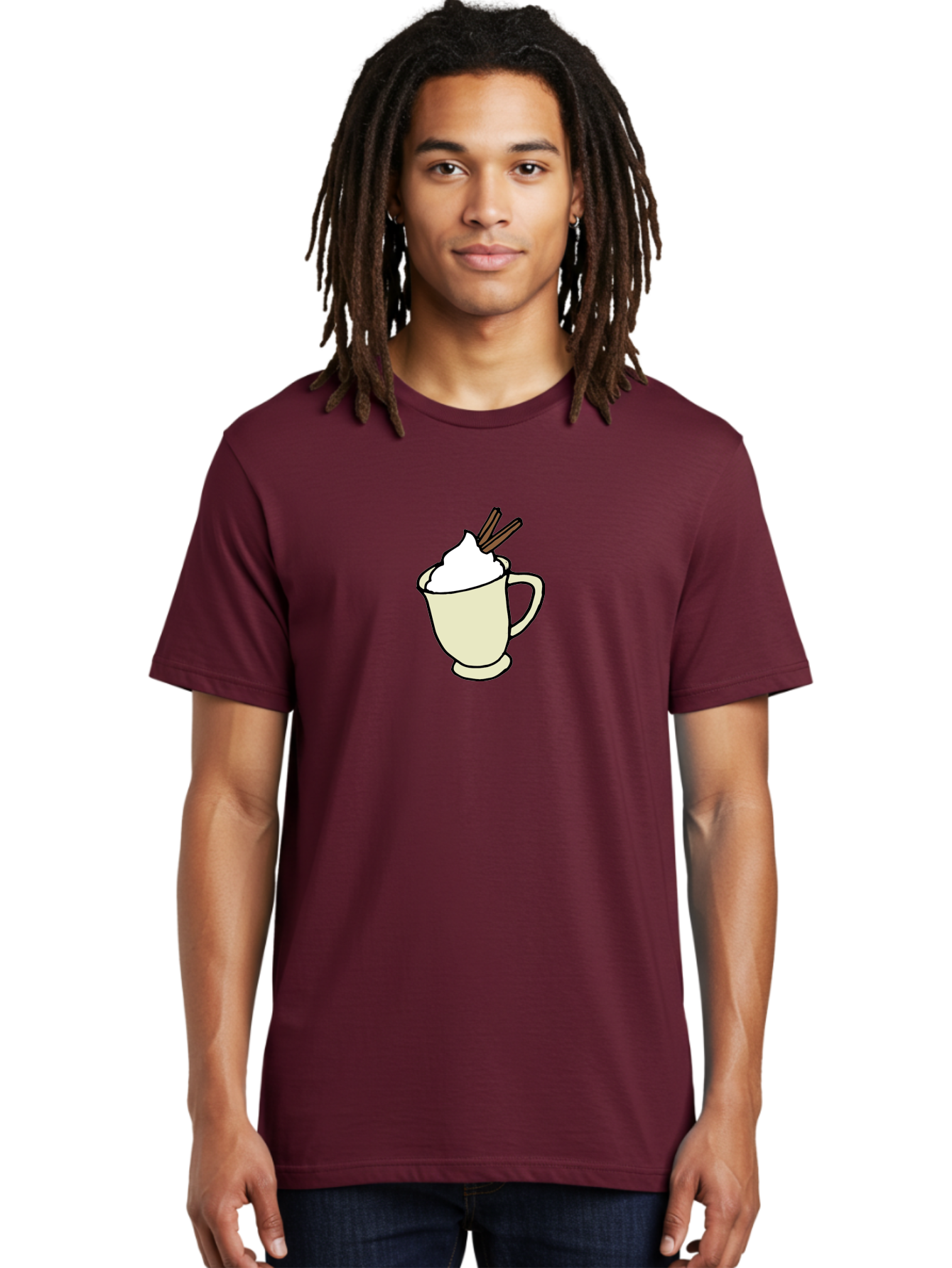 Cinnamon-Cappuccino Men'S Graphic Tee, 100% Cotton, Comfortable Casual Summer Wear, Machine Washable, Hot Chocolate, Whipped Cream, Cinnamon Sticks, Warm Beverage, Coffee Drink, Sweet Treat, Comforting Drink, Creamy Texture -  Aaa833