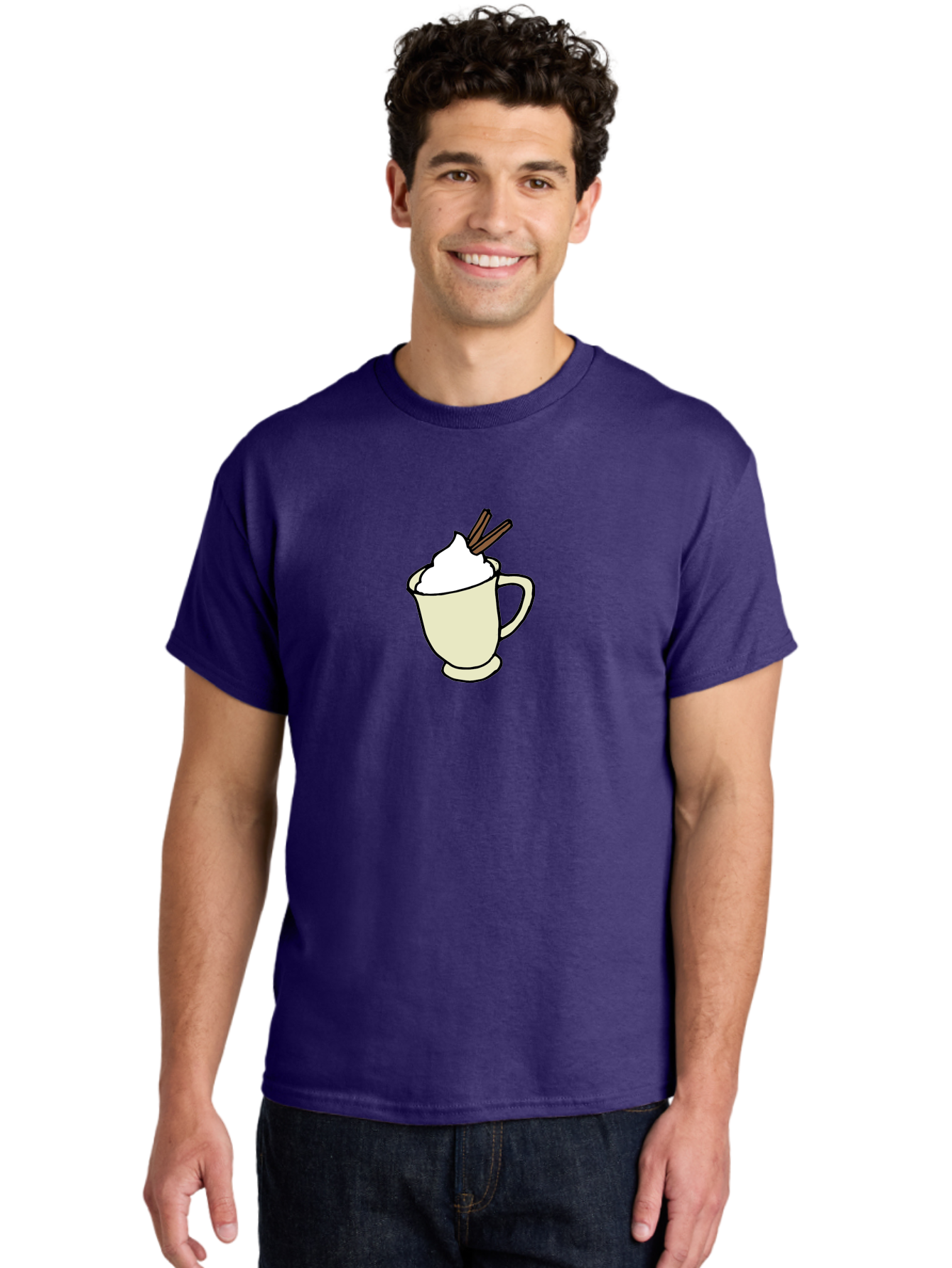 Cinnamon-Cappuccino Men'S Graphic Tee, 100% Cotton, Comfortable Casual Summer Wear, Machine Washable, Hot Chocolate, Whipped Cream, Cinnamon Sticks, Warm Beverage, Coffee Drink, Sweet Treat, Comforting Drink, Creamy Texture -  Aaa833