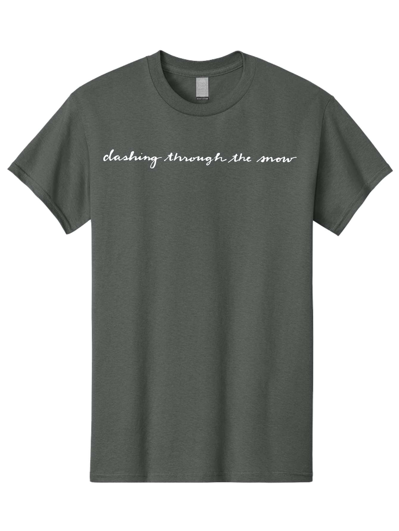 Clashing-Through-The-Snow Men'S Graphic Tee, 100% Cotton, Comfortable Casual Summer Wear, Machine Washable, Winter Phrase, Snow Text, Cursive Font, Inspirational Quote, Holiday Graphics, Winter Wonderland, Festive Typography -  Aaa836