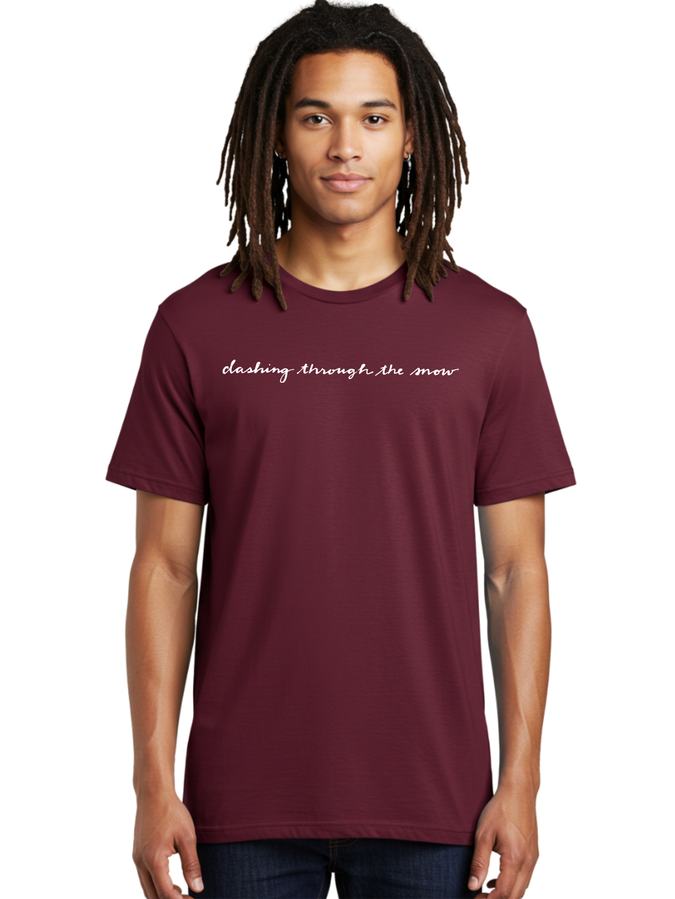 Clashing-Through-The-Snow Men'S Graphic Tee, 100% Cotton, Comfortable Casual Summer Wear, Machine Washable, Winter Phrase, Snow Text, Cursive Font, Inspirational Quote, Holiday Graphics, Winter Wonderland, Festive Typography -  Aaa836